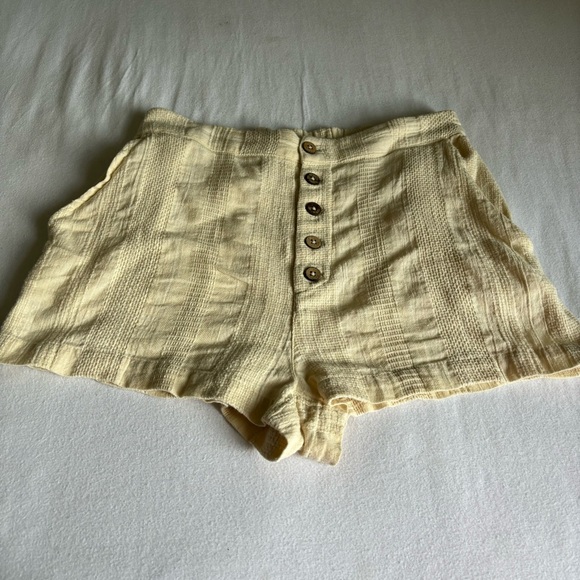 Free People Beige Buttoned High Waist Shorts - Picture 6 of 16